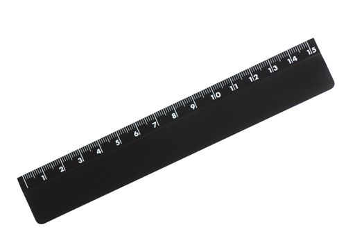 Black plastic ruler isolated over white