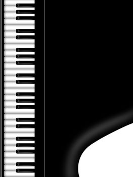 Grand Piano Keyboard Black and White Background Illustration