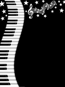 Wavy Piano Keyboard Black and White Background Illustration