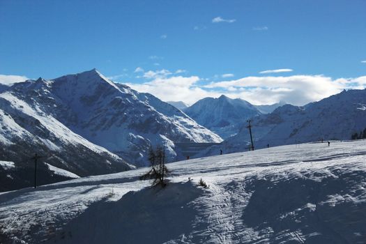 View of the Alps by beautiful sunny winter day, Switzerland