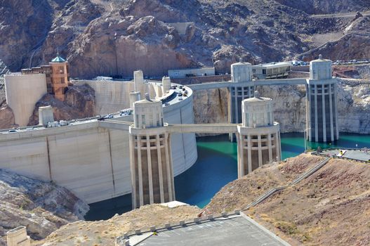 Hoover Dam and Water Intake Towers