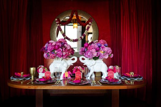 Image of a beautiful table setting for an Indian weding