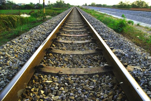 railway tracks in a rural scene 