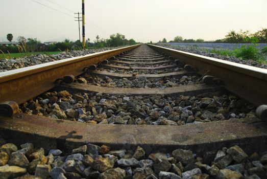 railway tracks in a rural scene 
