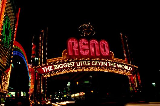 Reno is the county seat of Washoe County, Nevada, United States. As of the 2000 census, the city population was 180,480, making it the second-largest city in Nevada. Current census estimates, however, show the city's population has grown to 210,255 as of 2006, but the city is now the third largest in the state, following Las Vegas and Henderson.[1] Reno lies 26 miles (42 km) north of the Nevada state capital, Carson City, and 22 miles (35 km) northeast of Lake Tahoe in a Shrub-steppe. The area of western Nevada and the California Sierra Nevada anchored by Reno has a population of approximately 700,000 people. Reno anchors over 1,250,000 of both seasonal and permanent residents. Reno shares its eastern border with the city of Sparks. Reno, known as "The Biggest Little City in the World", is famous for its casinos