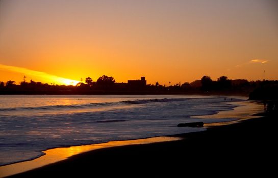 Sunset on a beach in Santa Cruz, California