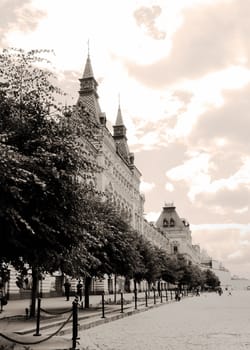 Moscow. Building of old trade center by red sqare