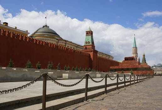 Moscow. Kremlin wall and towers on red square 