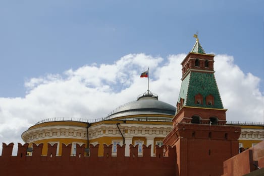 Red Square, kremlin wall and tower