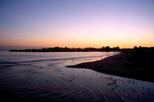 Sunset on a beach in Santa Cruz, California