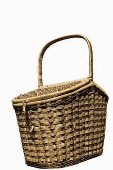  The basket for picnic,  isolated, sepia ton