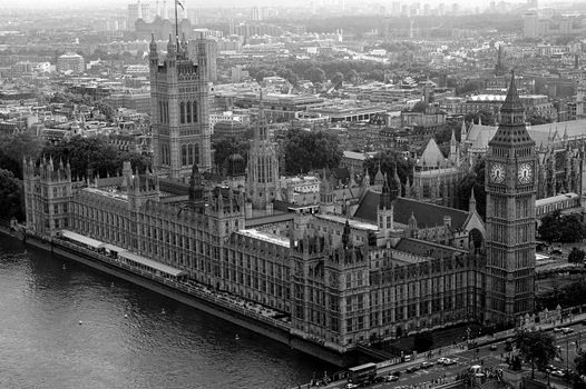 Taken out of the London Eye with view on Big Ben and the parliament.