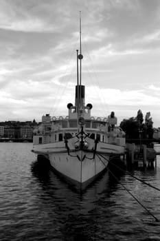 A ship on the lake in Switzerland.