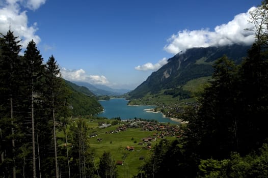 A scenic view of a town in Switzerland.