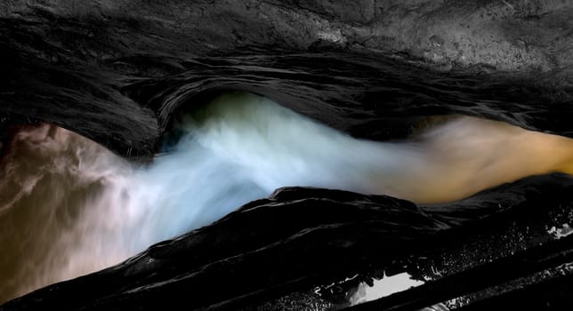 Waterfall in a cave	
