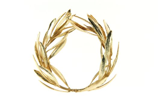 gold winner olive tree wreath for olympic games winners isolated on white background