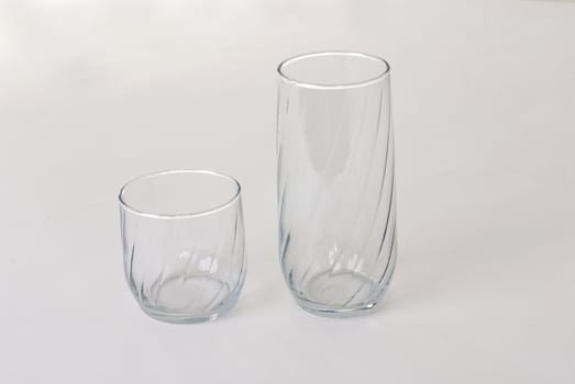Empty glasses on a white background.