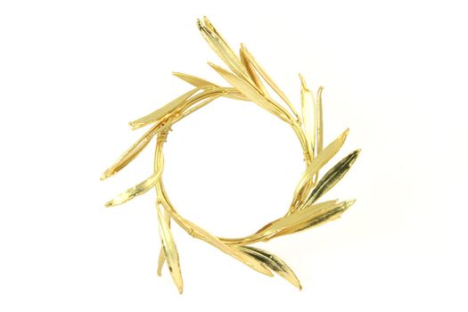 gold winner olive tree wreath for olympic games winners isolated on white background 