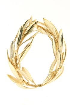 gold winner olive tree wreath for olympic games winners isolated on white background