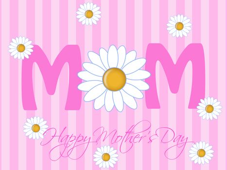 Happy Mothers Day with Daisy Flowers Pink Background Illustration