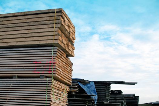 stockage of wood, ready to be used for construction of floorboard or storage furniture