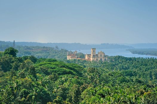 Panoramic view Old Goa for with ancient Church