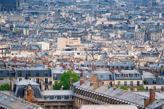 Panoramic view residential quarter of Montmartre in Paris. France