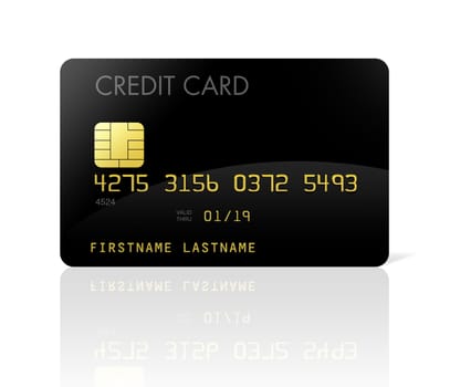 black credit card isolated on white with clipping path