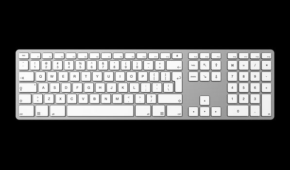 three dimensional computer Keyboard isolated on black