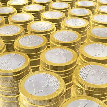 three dimensional euro coins - illustration