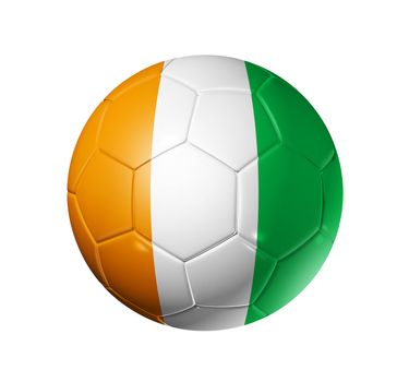 3D soccer ball with Ivory Coast team flag, world football cup 2010. isolated on white with clipping path