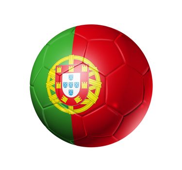 3D soccer ball with Portugal team flag, world football cup 2010. isolated on white with clipping path