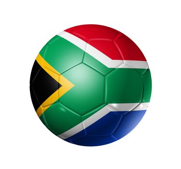 3D soccer ball with south africa flag, world football cup 2010. isolated on white with clipping path