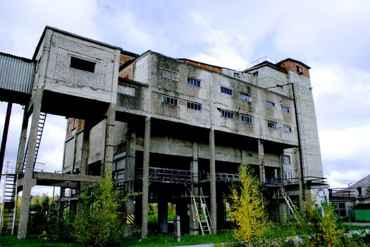 Abandoned coal mine building as frozen history decades