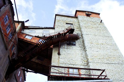 Abandoned coal mine building as frozen history decades