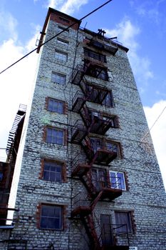 Abandoned coal mine building as frozen history decades