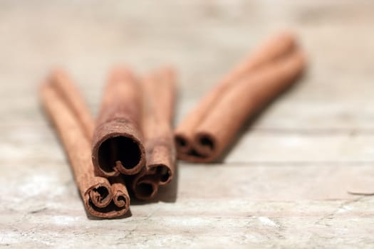 Close up of cinnamon sticks, shallow Dof