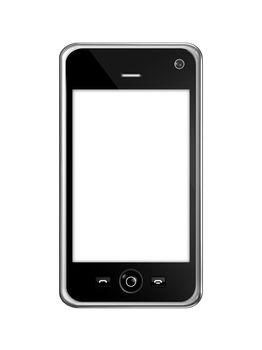 three dimensional mobile phone isolated on white with clipping path