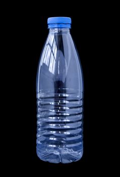 water plastic bottle isolated on black background with clipping path