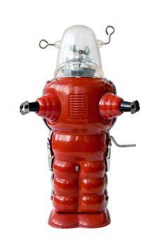 Old red metal robot - Vintage toy