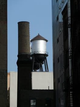 Water tower on a roof of a building in New York City
