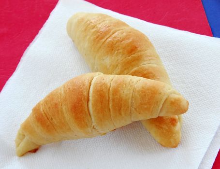 appetizing fresh homemade rolled baked pastry pieces