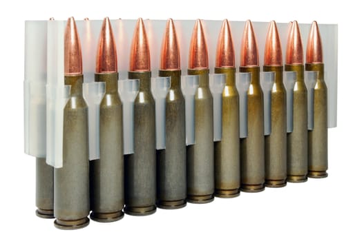 Hunting cartridges manufactured in Russia.  Bullet weight -168 gr , full metal jacket boat tail , non-corrosive , lacquered steel case