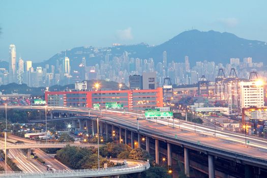 Hong Kong Bridge of transportation ,container pier.