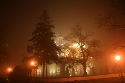 Night scene in Wilanow