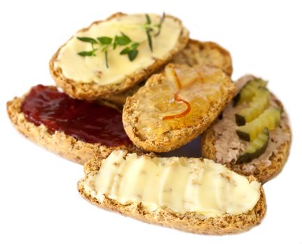 Wholemeal rusks with different spreads. A nice little healthy snack.