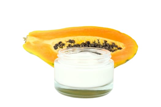 Face cream of papaya isolated on white
