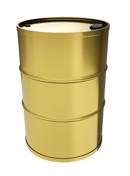 Gold oil drum. 3D render.