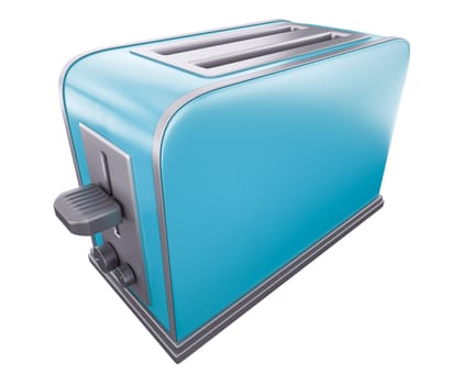 Blue toaster. 3D rendered image.