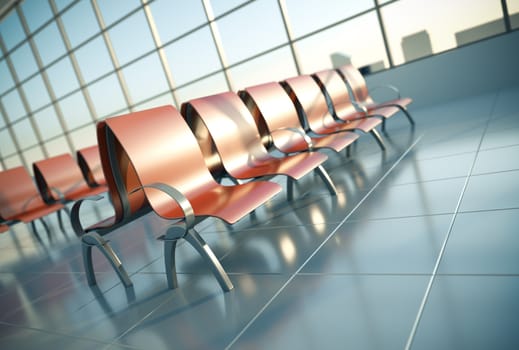 Airport seats. 3D render